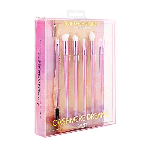 Real Techniques Cashmere Dreams Eye Fantasy - Juego con brochas para maquillaje de ojos y estuche