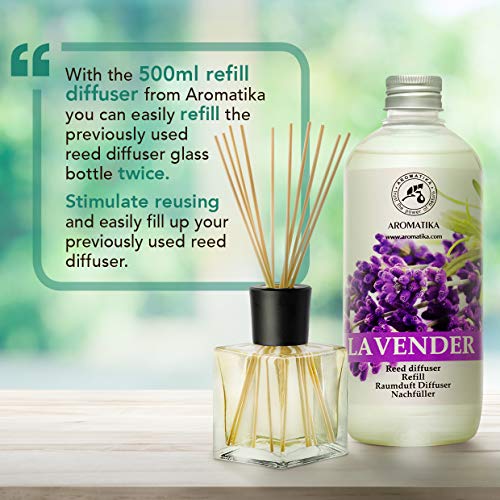 Recarga Difusor con Aceite Esencial de Lavanda 500ml - Natural para Cuartos - Hogares - Oficinas - Restaurantes - Aromaterapia - 0% Alcohol - Ambientador - Aceite Esencial de Lavanda