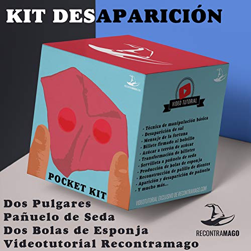 RecontraMago Kit de DesAparición - Incluye Pañuelo de Seda - Bolas de Esponja - Dos Falsos Pulgares y Video Tutorial de Desaparición Técnicas y Rutinas Magia Profesional para Niños y Adultos