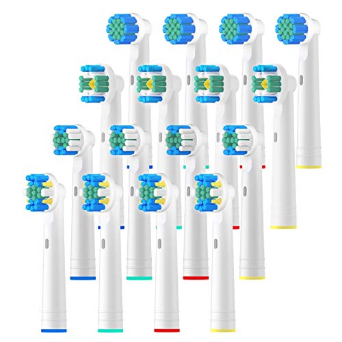 REDTRON Cabezal de Recambio para Oral-B Cepillo de Dientes Eléctrico Recargable, 16Pzs Recambios para Cepillo de Dientes Compatible con Precision, Floss, Cross, Whitening