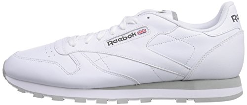 Reebok Classic Leather - Zapatillas de cuero para hombre, color blanco (int-white / lt. grey), talla 41