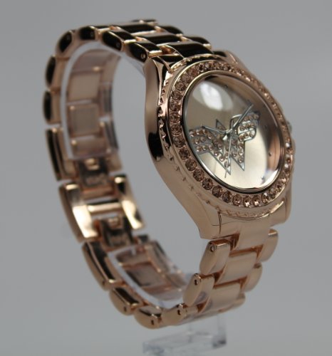 Reloj Mujer Maravilla Rosegold con piedras de tono melocotón claro (Wow 8008)