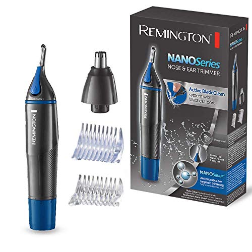 Remington Nano Series NE3850 – Cortapelos Nariz, Orejas, Cejas y Vello Facial, Resistente al Agua, Gris y Azul