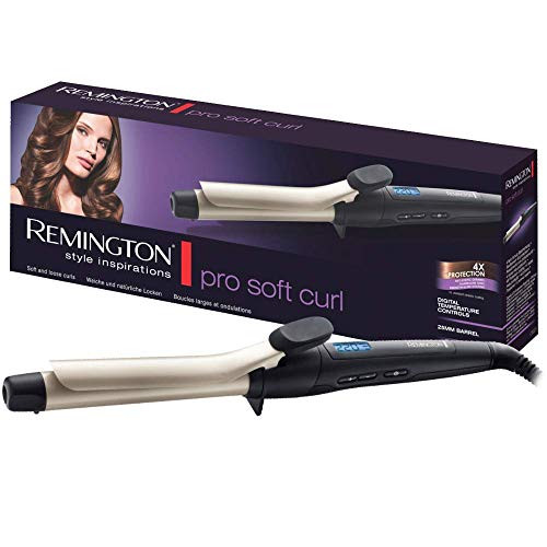 Remington Pro Soft Curl Ci6325 - Rizador de pelo, Pinza de 25 mm, Cerámica, Turmalina, Antiestático, Iónico, Negro