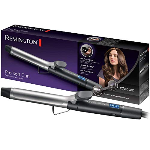 Remington Pro Soft Curl CI6525 - Rizador de Pelo, Cerámica y Titanio, Pinza de Pelo de 25 mm, 10 Ajustes, Negro