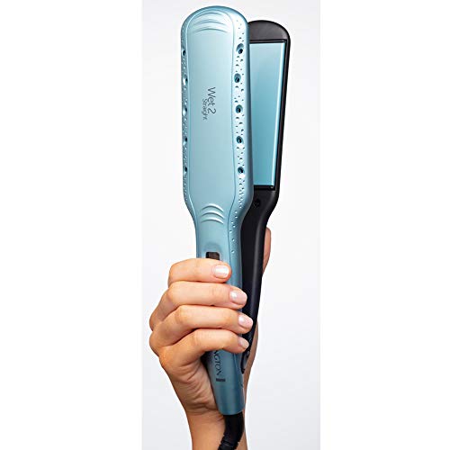 Remington Wet 2 Straight S7350 - Plancha de Pelo, Cerámica, Digital, para el Cabello Seco y Húmedo, Resultados Profesionales, Azul