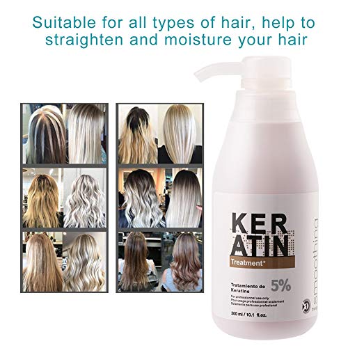 Reparacion profunda del cabello,Keratin Smoothing Treatment Anti Frizz Curly Hair Care para hombres, mujeres. Queratina brasileña de 300 ml para cabello normal, seco o dañado