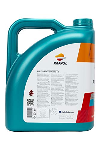 REPSOL 540653 Aceite DE Motor Elite COMPETICIÓN 5W40 5 litros, Transparente, 5L