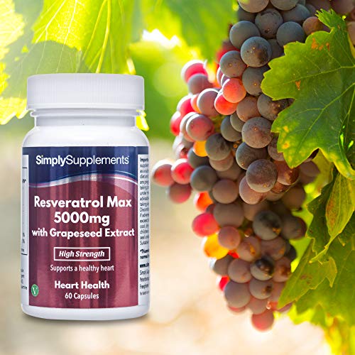 Resveratrol MAX 5000 mg con Extracto de Semilla de Uva - 60 Cápsulas - Apto para veganos - SimplySupplements