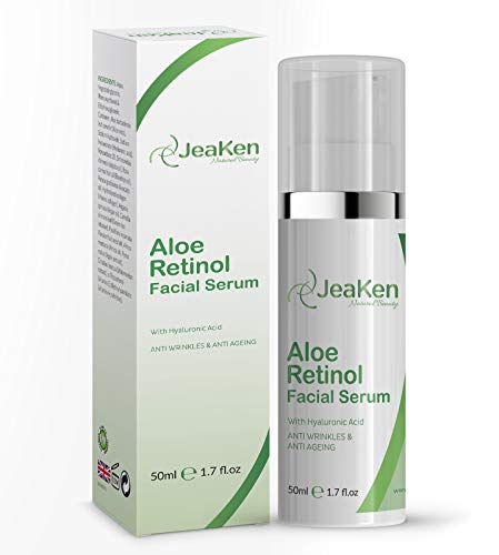 RETINOL SERUM FACIAL PIEL MIXTA - Botella de 50 ml Aloe Serum Retinol Puro - Retinol Puro Para La Cara - Fórmula Antienvejecimiento Para Arrugas, Líneas Finas Con Ácido Hialurónico y Vitamina E