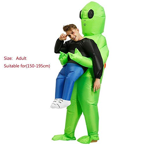 Reuvv - Disfraz de alienígena verde que lleva a un humano, inflable, para cosplay, fiestas, Halloween, poliéster, Verde, L-adult