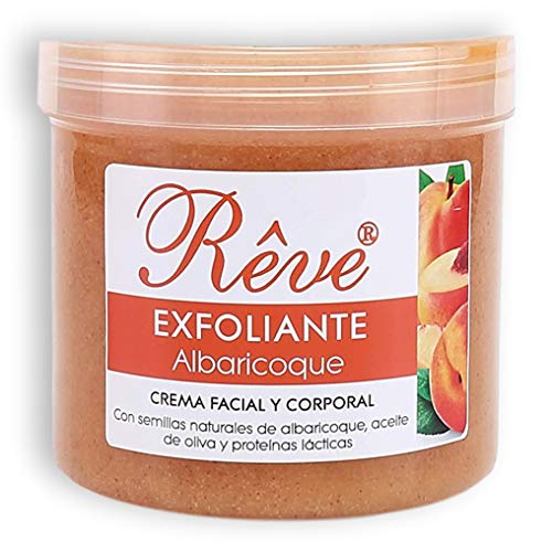 REVE Exfoliante Facial y Corporal de Albaricoque 500 ml - Gel crema, deja la piel suave, elimina células muertas, limpia poros y espinillas - Hombre y Mujer - Cosmética natural sin parabenes