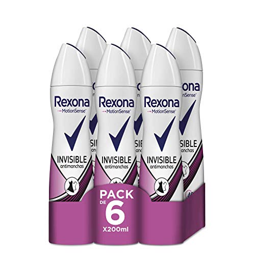 Rexona Desodorante Antitranspirante Invisible On Black&White Clothes - Pack de 6 x 200 ml (Total: 1200 ml)