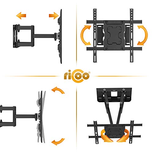 RICOO S7244, Soporte TV Pared, Giratorio, Inclinable, Televisión 32-65" (81-165cm), Brazo Universal, Televisor LED LCD Curvo, VESA 200x200-400x400