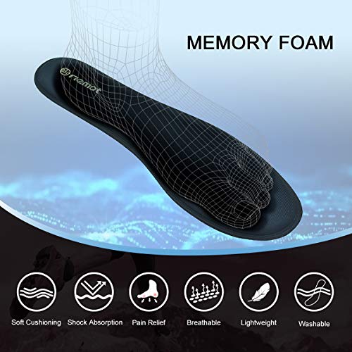 riemot Plantillas Memory Foam para Zapatos de Hombre y Mujer, Plantillas para Zapatillas Botas, Cómodas y Amortiguación para Trabajo, Deportes, Caminar, Senderismo Negro 44 EU