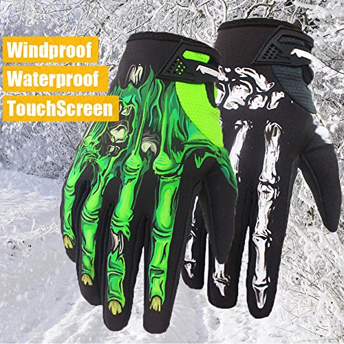 RIGWARL Invierno a Prueba de Viento Impermeable Pantalla táctil Guante cráneo Zombie Hueso diseño Ciclismo Escalada Motos Ciclismo Guantes de jardinería Hombres y Mujeres (XL, Blanco)