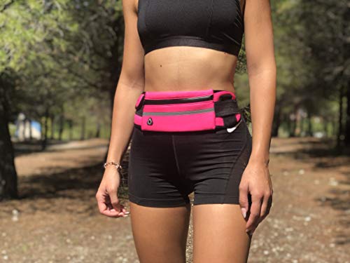 Riñonera Deportiva Hombre, Riñonera Cinturón Running Mujer, Impermeable Bolsillo con Cierre Cremallera, Unisex, Tiras Reflectantes y Correa Ajustable 11ProMax/XR/XS/X/8/7 Samsung S10/S9/S8