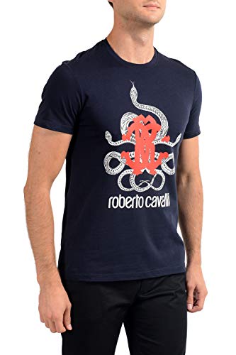 Roberto Cavalli GST652 - Camiseta de manga corta para hombre azul navy XL