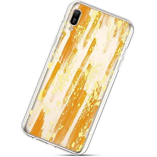 Robinsoni Funda Compatible con Huawei Y6 2019 Brillo Suave Silicona TPU Gel Goma Funda con Flexible Ultra Suave Transparente Caja Ultra Delgada Carcasa Bumper Protective Shell, Pintura al óleo