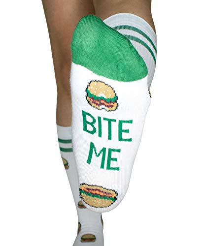 Roits Calcetines Burger Sport Blancos 41-46 - Calcetines Originales Deportivos Hombre Dibujos Divertidos