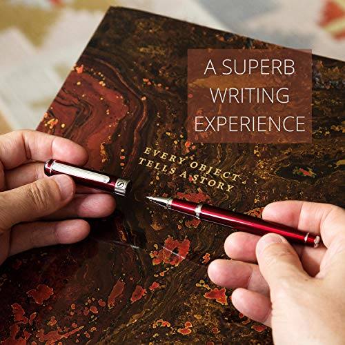 Rollerball Pen by Scriveiner London - Stunning Red Pen with Chrome Finish, Schmidt Ink Refill, Best Roller Ball Pen Gift for Men & Women, Professional, Executive Office, Nice Pens