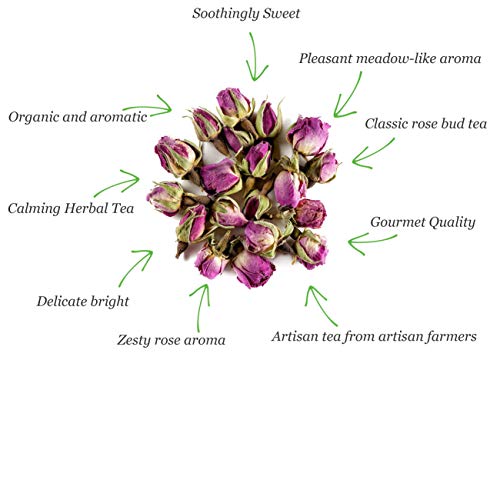 Rosa damasco yemas té orgánico - Dulce y suave - Rosa de Castilla - Rosa gallica - rosal de Castilla -​ rosal de Francia o rosal de Provins 100g