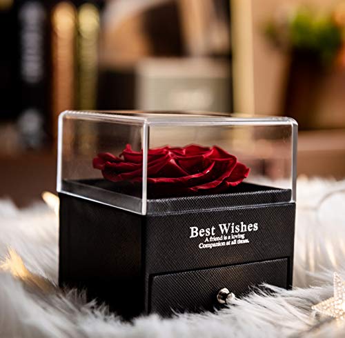 Rosa real preservada Eterna hecha a mano Rosa preservada con amor, rosa real eterna hecha a mano para el día de San Valentín Aniversario de bodas Día de la Madre Regalos románticos para ella