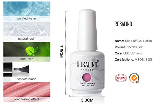 ROSALIND 15ml Esmaltes Semipermanentes de Uñas en Gel UV LED, Nude Pink Series 6 Colors Diseño de uñas Gift Box