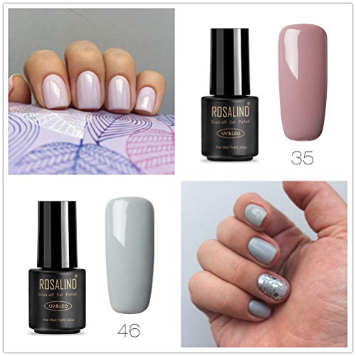 ROSALIND Esmaltes Semipermanentes de Uñas en Gel UV LED, 6pcs Kit de Esmaltes de Uñas de Brillo Glitter 7ml