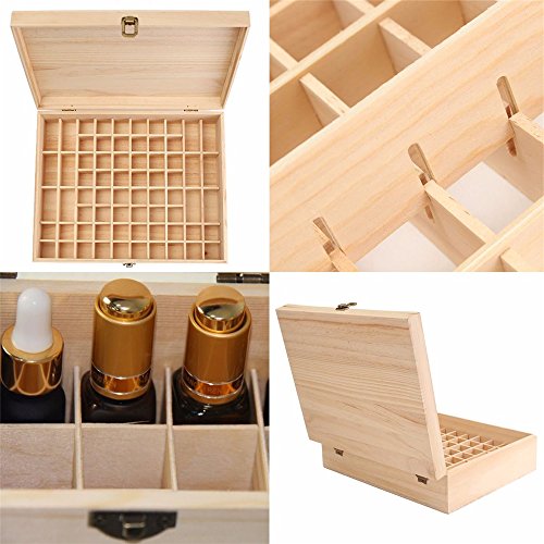 RoseFlower Caja de Almacenaje de Madera de Aceites Esenciales y Aromaterapia, 68 Botellas Aceite Contenedor Cubos de Almacenaje Organizadores para Perfumes, Fragancias, CosméTica, Joyas