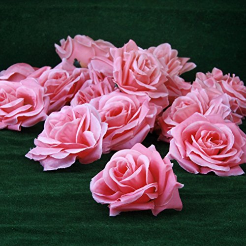 ROSENICE 20pcs Kunstblumen Rose flor las cabezas de artesanía, Casa de bodas Party decoración (rosa)