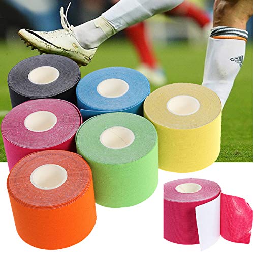 ROSENICE 6 Rollos Cintas de Recuperación de Kinesiología Vendaje Neuromuscular 5 m x 5 cm 6 Colores Diferentes