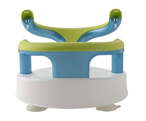 Rotho Babydesign Asiento para bañera, Anillo plegable, Cierre de seguridad para niños, 7-16 meses, Hasta 13kg, Sin BPA, 35x31,3x22cm, Verde/Aguamarina perla/Blanco