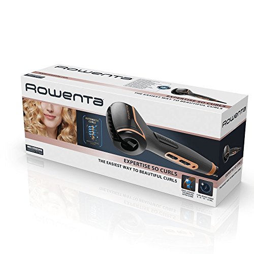 Rowenta CF3710F0 Expertise So Curls Rizador automático cerámico, selector de 3 temperaturas y 4 tiempos de rizo, rotación alterna y calentamiento en 30 segundos, Negro/Cromado