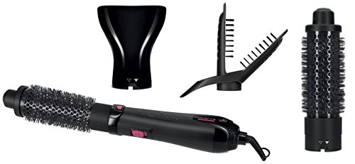 Rowenta CF7812F0 - Cepillo de Aire Caliente 1200W, 3 accesorios para alisar, cepillar y concentrar, golpe de aire frío, revestimiento Keratin & Shine, cable de 1,8 metros, Negro, Rosa