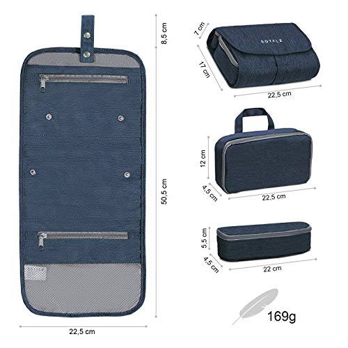 ROYALZ Neceser para Colgar Impermeable Organizador Bolsa de Viaje para Mujer, Hombre y niños - Bolsa de Aseo para Viajes excursiones - 100% poliéster, Color:Navy Azul