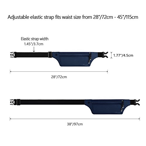 Ryaco Cinturón de Viaje para Dinero con Bloqueo RFID - Riñonera Antirrobo Cartera de Viaje y Portapasaporte - Fácil de Esconder Cintura Bolso Riñonera Deportiva para Hombre y Mujer (Azul Oscuro)