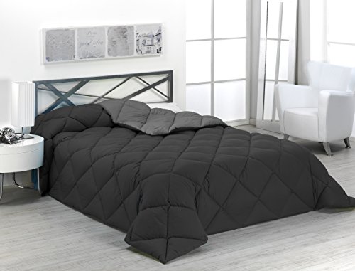 Sabanalia - Edredón nórdico de 400 g reversible (bicolor), para cama de 135/150 cm, color gris y negro