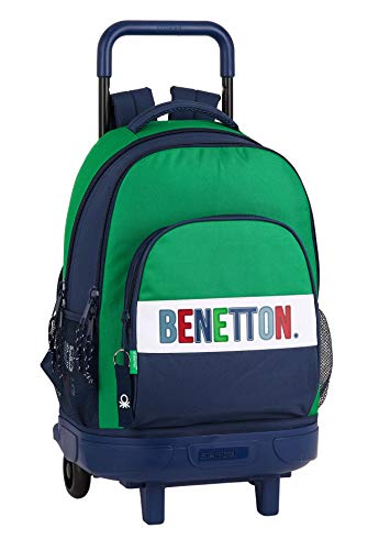 Safta Mochila Escolar con Carro Incluido y Espalada Acolchada de Benetton, Multicolor (Benetton 1965)