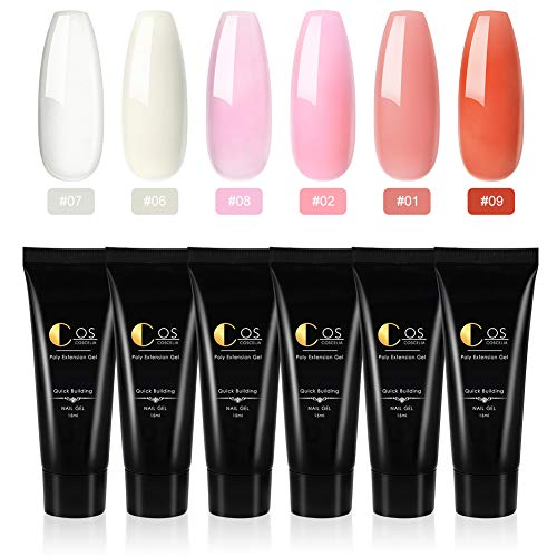 Saint-Acior 6PC Poly UV Gel Construcción Uñas Rápida Poly Extention Gel Kit Gel 36W UV/LED Lámpara Secador de Uñas Cleanser Plus Top Coat Base Coat Kit