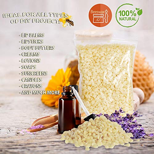 SaiXuan Kit de Fabricación para Velas,4 Cera de Abeja Natural para Velas,50 Mechas para Velas de Caseras,1 Jarra de Vela,8 Frascos para Velas,56 Pegatinas de Mechas para Velas y 2 Soportes