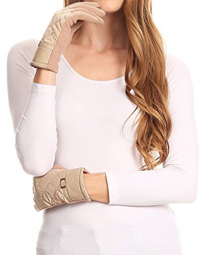 Sakkas GL171 - Emie acolchado y encaje guantes de conducción caliente super suave pantalla táctil con capacidad - 17104-tan - S/M