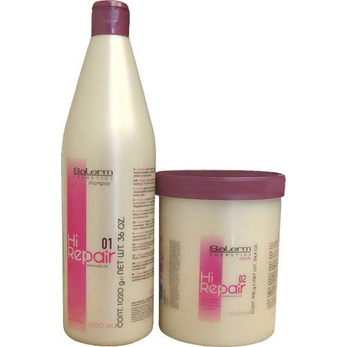 Salerm Hi Repair Shampoo 36oz + Hi Repair Mask 34.4oz "Combo Set" by Salerm Cosmetics [Beauty] by Salerm Cosmetics