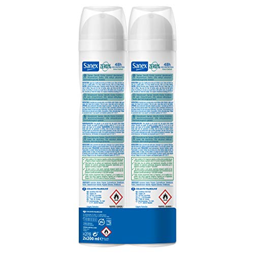 SANEX desodorante zero % extra control spray 2 x 200 ml