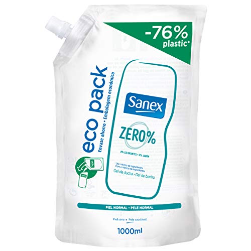 Sanex Zero% Piel Normal, Gel de Ducha Recambio - 1000 ml