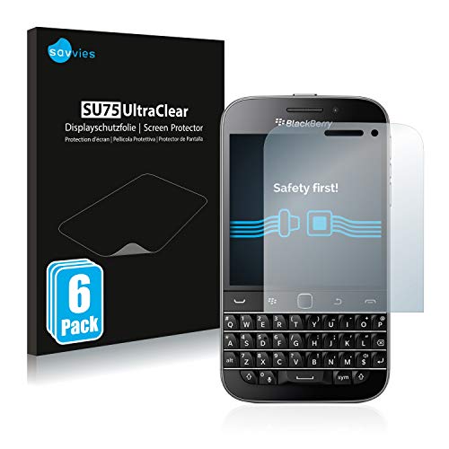 savvies Protector Pantalla Compatible con Blackberry Classic Q20 (6 Unidades) Pelicula Ultra Transparente