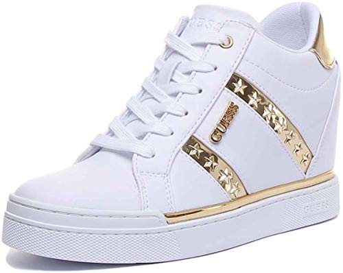 Scarpe Donna Guess Sneaker Alto Modello Fayne in Ecopelle Bianco/Gold DS20GU16