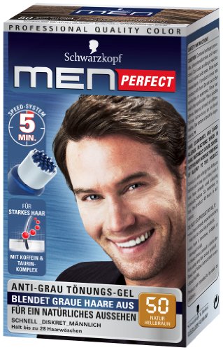 Schwarzkopf Men Perfect - Gel tintado antigris, nivel 2, 50 marrón claro