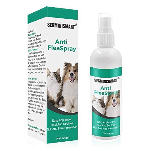 SEGMINISMART Pulgas Spray,Anti Pulgas,Flea Spray,Spray de protección contra pulgas y garrapatas para Perros,Pray Repelente de pulgas de Ingredientes Naturales para Perros Pulgas Garrapatas