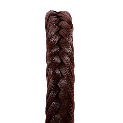 SEGO Extensiones de Cabello Diademas Trenzadas Elásticas Mujer Pelo Sintético Se Ve Natural Accesorios Fishtail Braided Hair Headband Head Hoop [Castaño Caoba Oscuro]